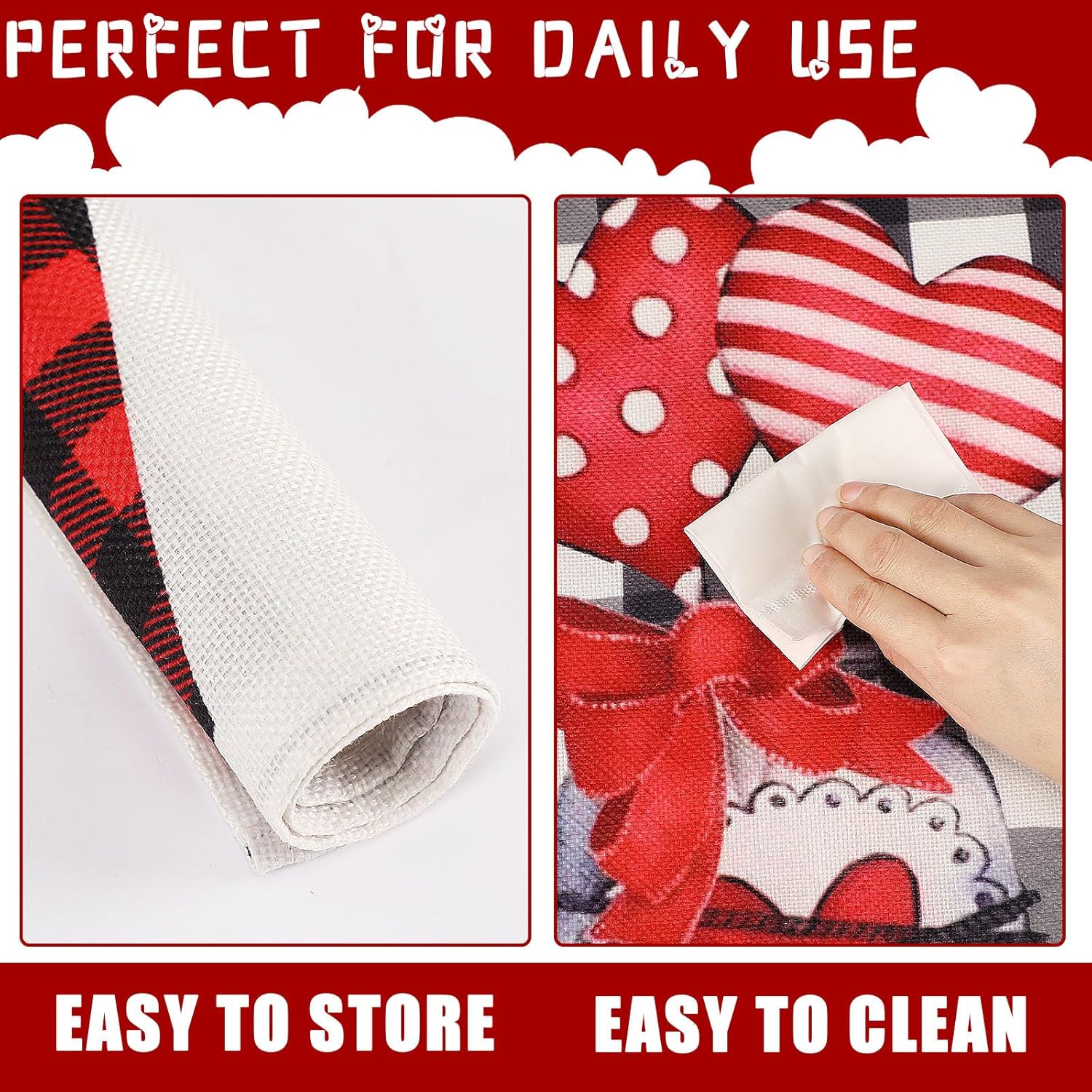 Valentines Day Placemats Set Of 4, 17x12.5 Inches With Gnomes And Hearts Pattern For Holiday Parties And Family Gatherings Clearance Sale — foto 3