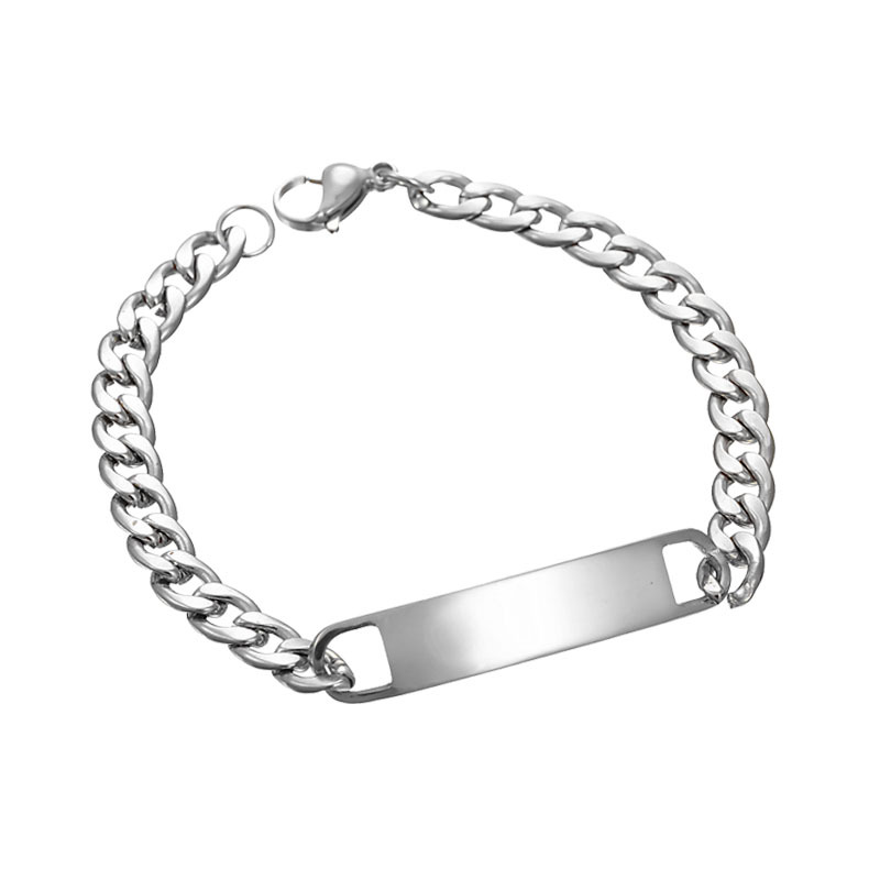 Stainless Steel Smooth Curved Brand Bracelet