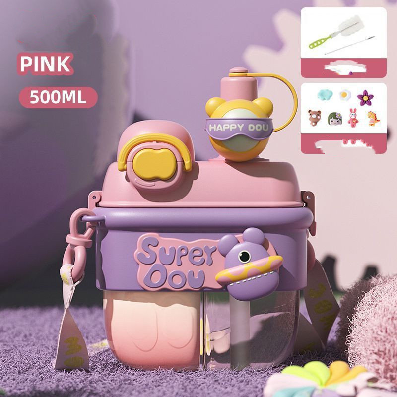 Double Drinking Plastic Cup With Rope Outdoor Portable - Image 3