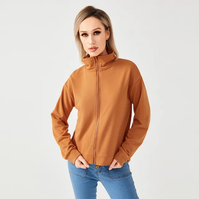 Women's Zipper Sweatshirt Apricot - Shop at LoveMi