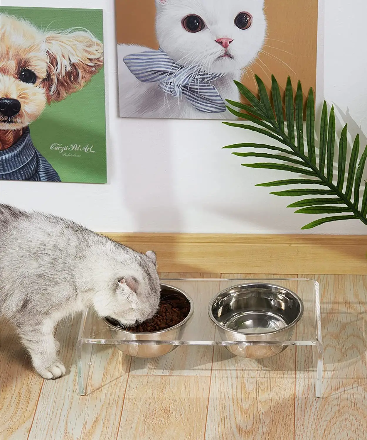 Acrylic Dogs And Cats Pet Feeder Small