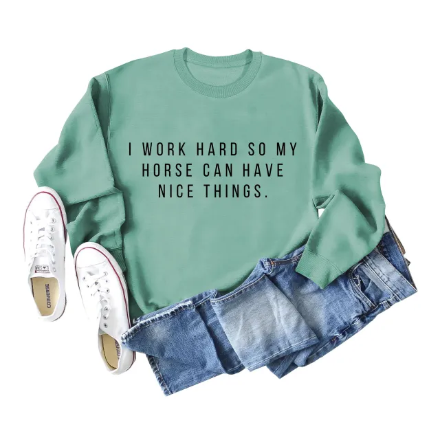 Women's Letters Casual Autumn Winter Sweater Green - Shop at LoveMi