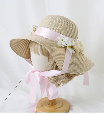 Bow Big Brim Visor Lolita Hanyang Eclectic Light Pink - Shop at LoveMi
