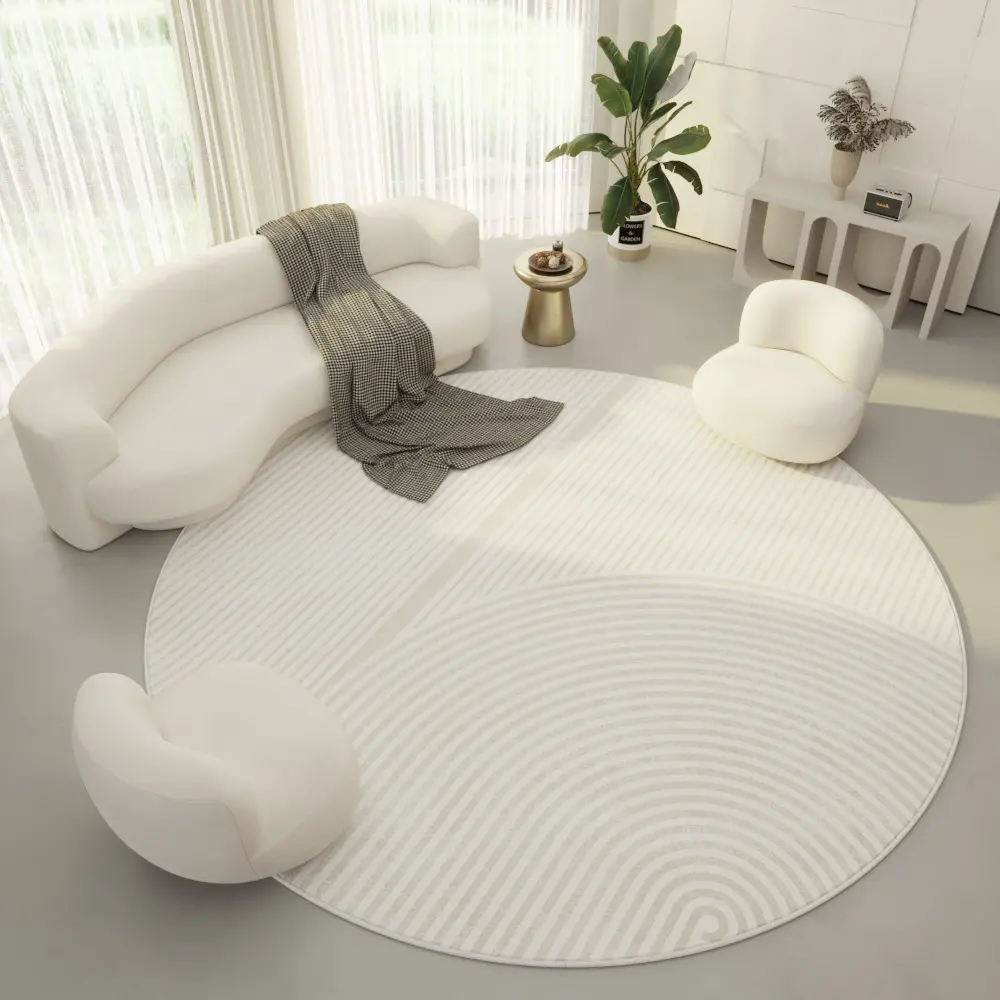 Round Living Room Carpet Ring Velvet Modern Simple Cream