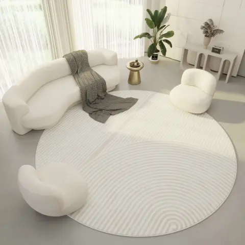 Round Living Room Carpet Ring Velvet Modern Simple Cream