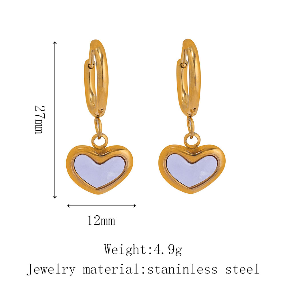 Heart-shaped, Moon-shaped, And Water Droplet-shaped Acrylic Panels Are Embedded, With Stainless Steel Pendant Earrings