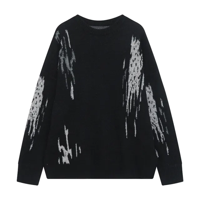 Men's Loose Crew Neck Pullover Sweater Black - Shop at LoveMi
