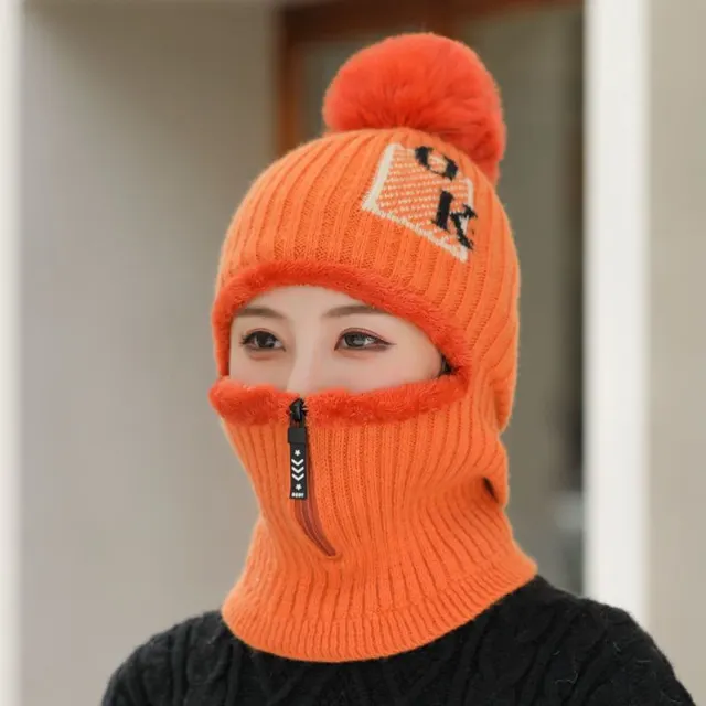 Plush Thick Warm Korean Version All Match Windproof Cycling Mother Hat Orange - Shop at LoveMi