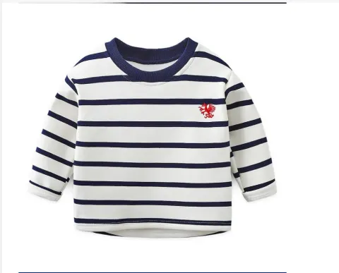 Striped Black and White Pullover Children's Long-sleeved Sweater