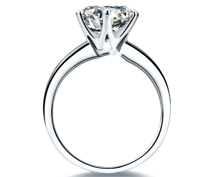 925 Silver Gold-plated Six-claw Ring With Moissanite Female T Carbon Diamond — foto 4