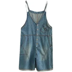 Plus Size Sister Summer Cowboy Suspenders Casual - Blue - View 1
