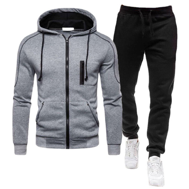Hooded Long-sleeved Sweater And Pants Casual Zipper Suit