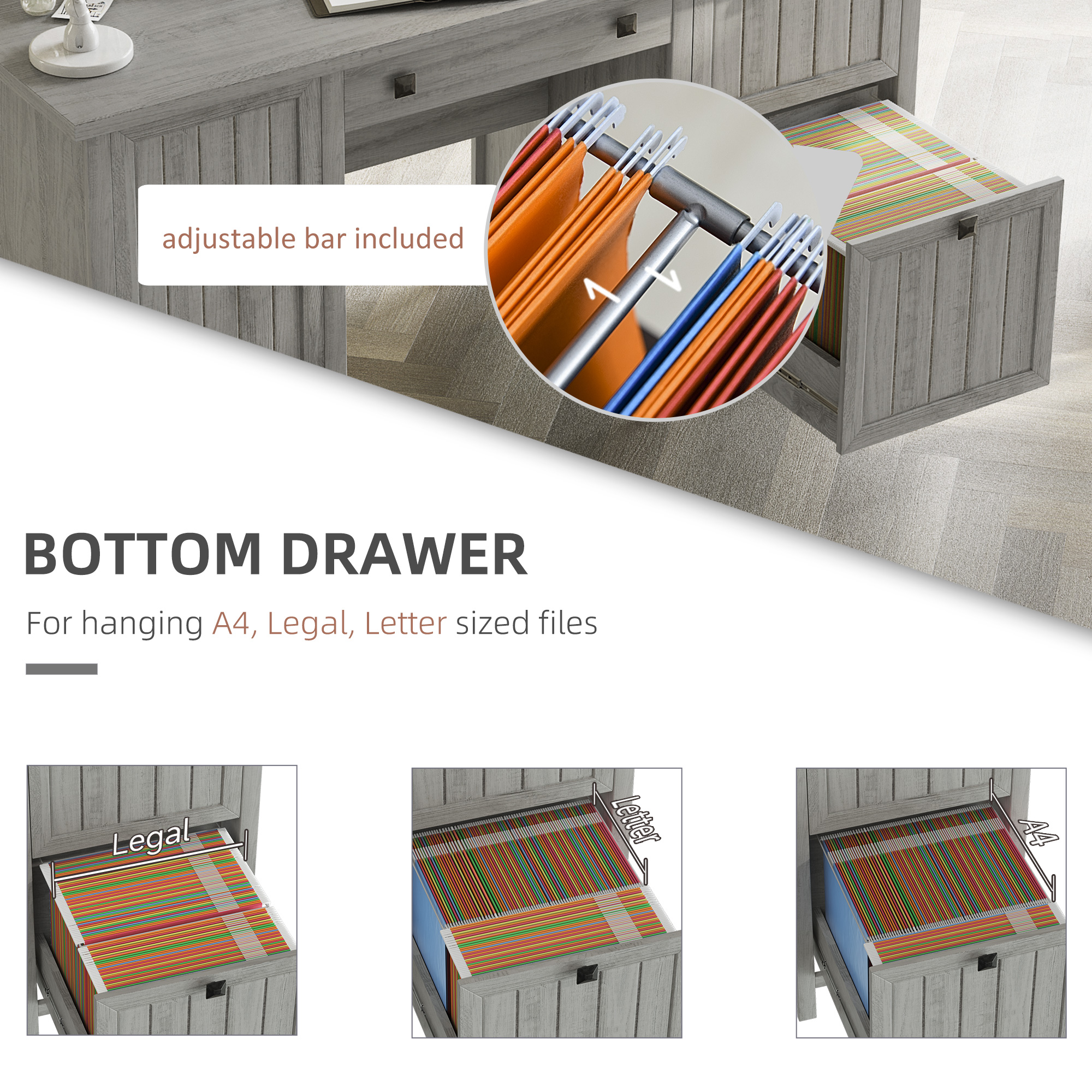 Vintage Executive Computer Desk With Cabinet 3 Drawers For Files Home alternate