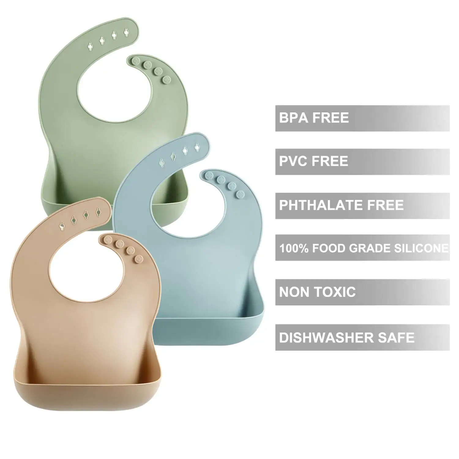 Soft Silicone Baby Bibs - Waterproof, Adjustable