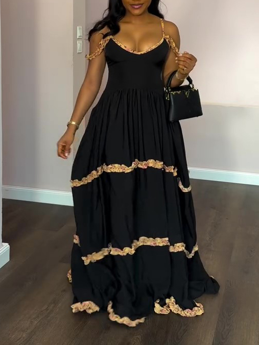 Black Lace Halter Dress