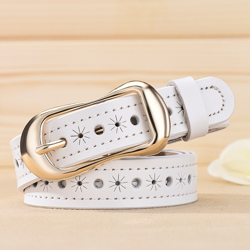 Title 6, Womens Fashion Versatile Leather Hollow Belt