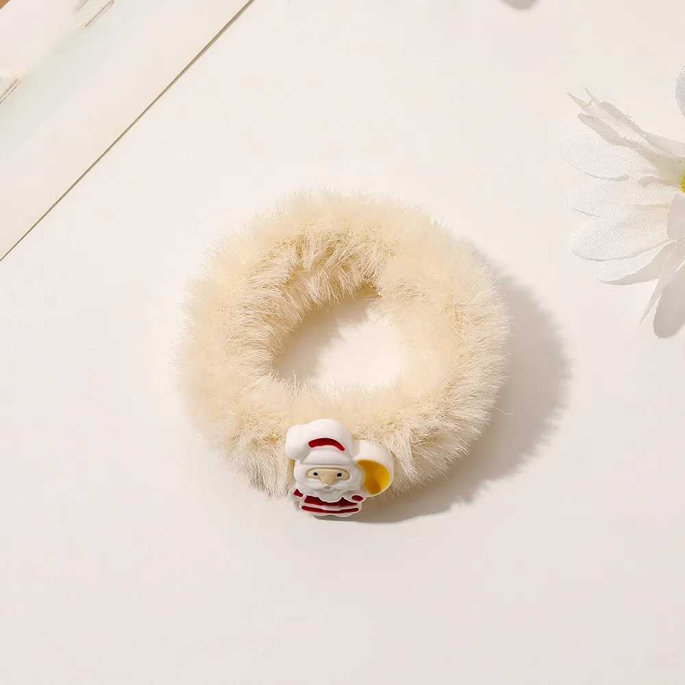 Cute Rabbit Furry Hair Ring Festive Atmosphere - Santa Claus