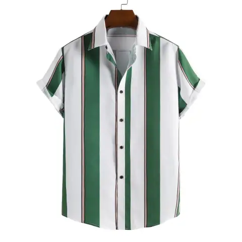 Simple Men's Short Sleeve Casual Shirt Striped Printed