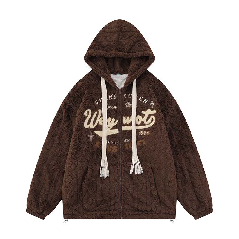 Vintage Lettered Towel Embroidery Thickened Cotton Suit