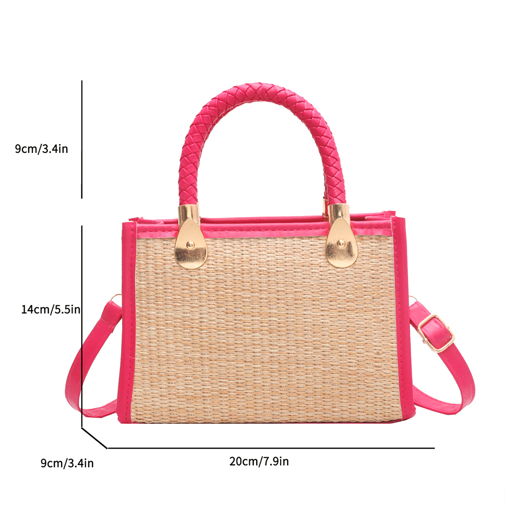 Women's Stylish Good Texture Woven Contrast Color Portable Shoulder Bag Rose - Shop at LoveMi