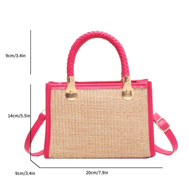 Women's Stylish Good Texture Woven Contrast Color Portable Shoulder Bag Rose - Shop at LoveMi