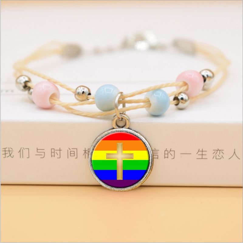 Title 2, Bracelet gay arc-en-ciel, artisanat en céramique