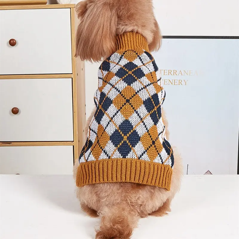 Thanksgiving Pet Clothes Lapel Retro Plaid Contrast