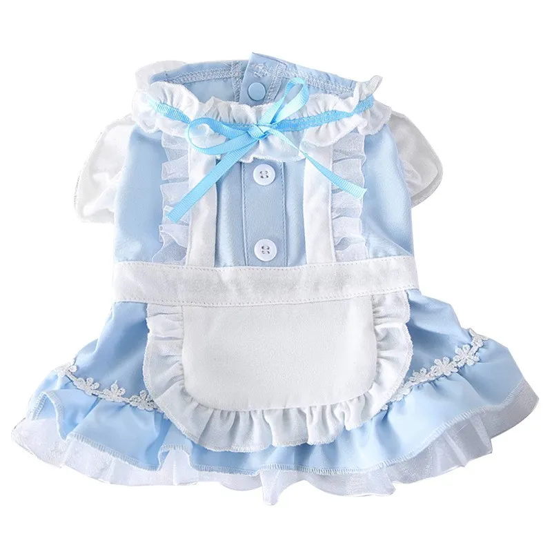 Thin Cat Princess Dress Two Feet Dog Pet - Blue