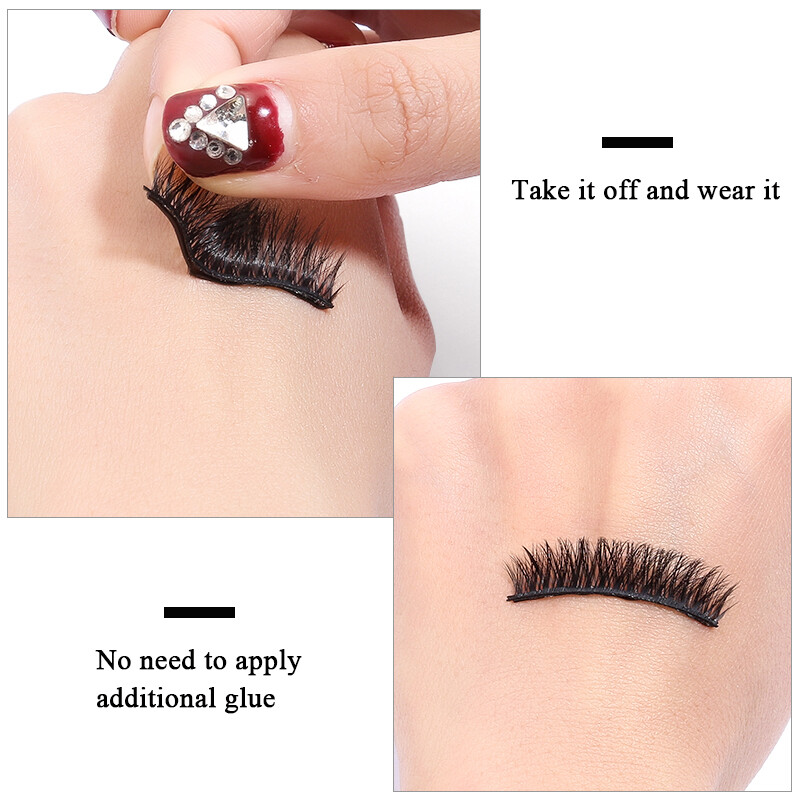 UK 40 PiecesBox Reusable Self-Adhesive Eyelash Glue Strip False Eyelashes Black