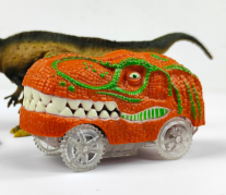 Orange head dinosaur car