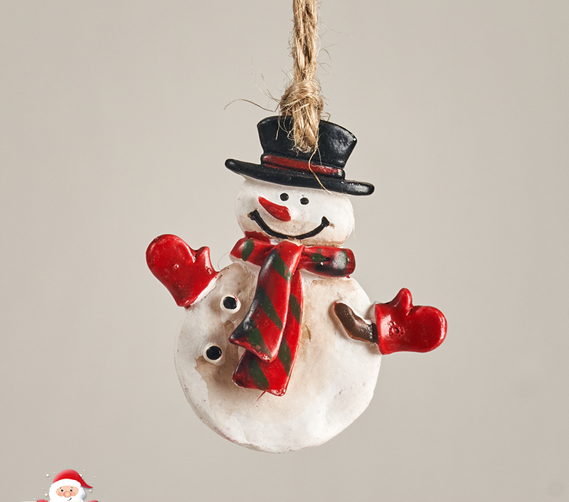 Old man snowman baubles decorated on christmas tree