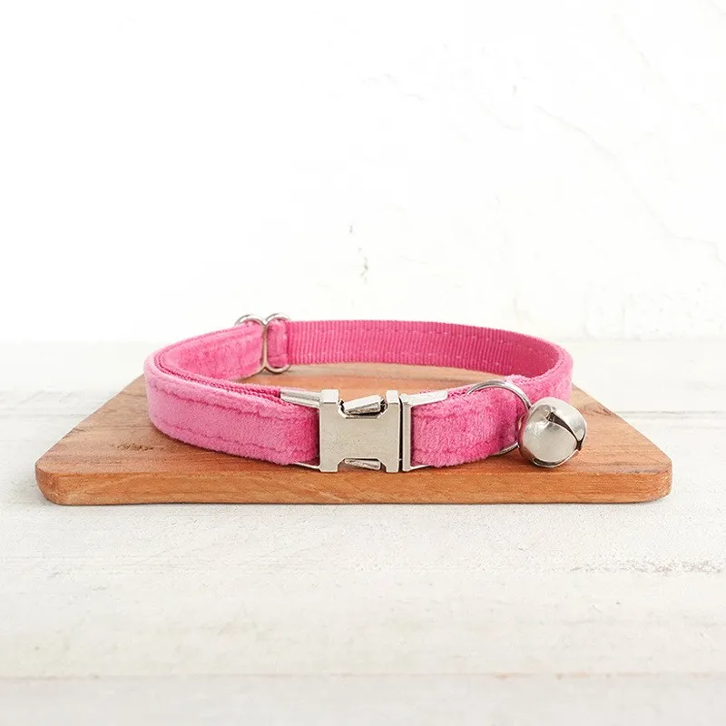 Soft and comfortable adjustable pet collar - Pink Thick Velvet