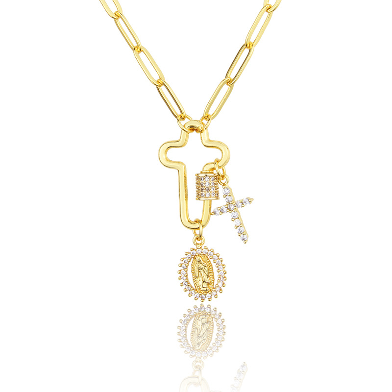 Ins European And American Foreign Trade Custom-made Madonna Of The Cross Tag Necklace