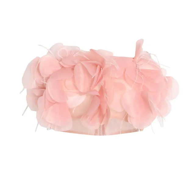 Temperament Mesh Perspective Irregular Stitching Tube Top Pink - Shop at LoveMi
