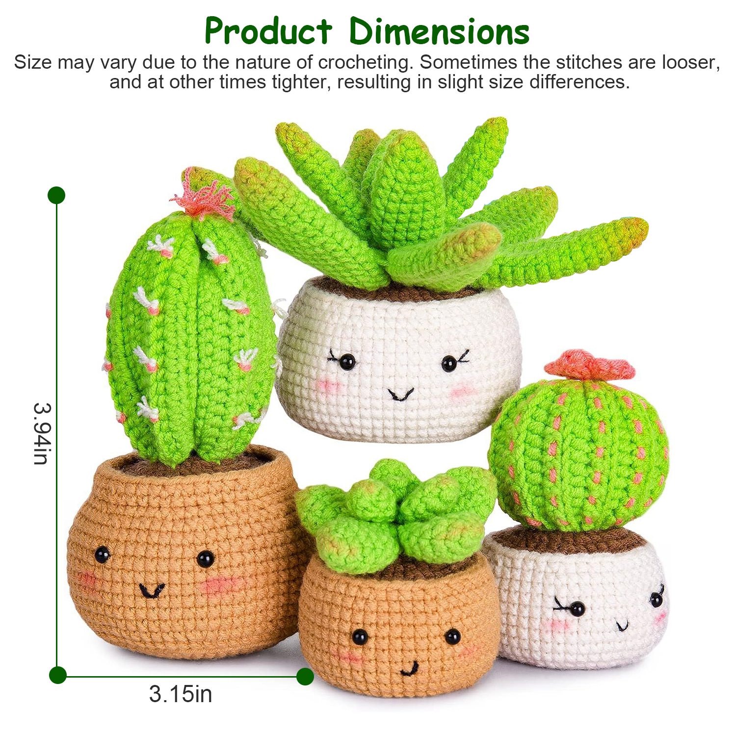 Crochet Kit Crochet Kit For Beginners DIY Knitting Supplies Elephant Succulents Options