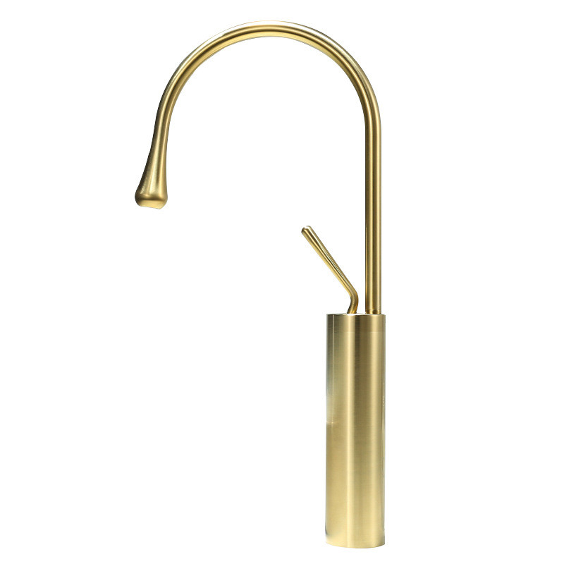 Title 6, Water Drop Faucet All Copper Brushed Gold Above...