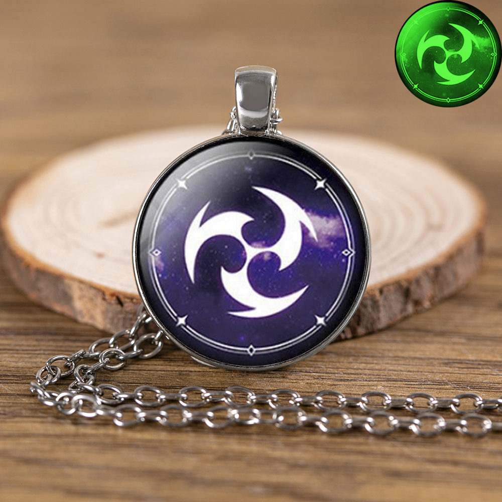 Genshin Impact Glow In The Dark Necklace Glass Pendant Luminous Necklaces