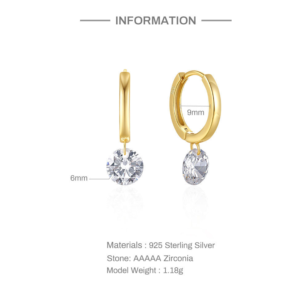 Title 1, S925 Sterling Silver Simple Single Rhinestone M...