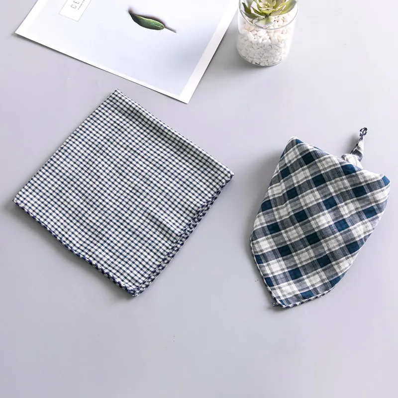 Dog Turban Birthday Gift Water Bib Double-sided Turban - Striped Grid