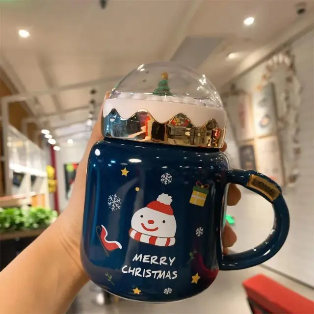 Christmas Gift Ceramic Mug Large Capacity Dark Blue - Shop at LoveMi
