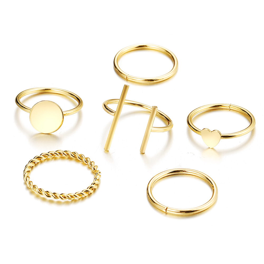 Creative Alloy Love Ring 6piece Set