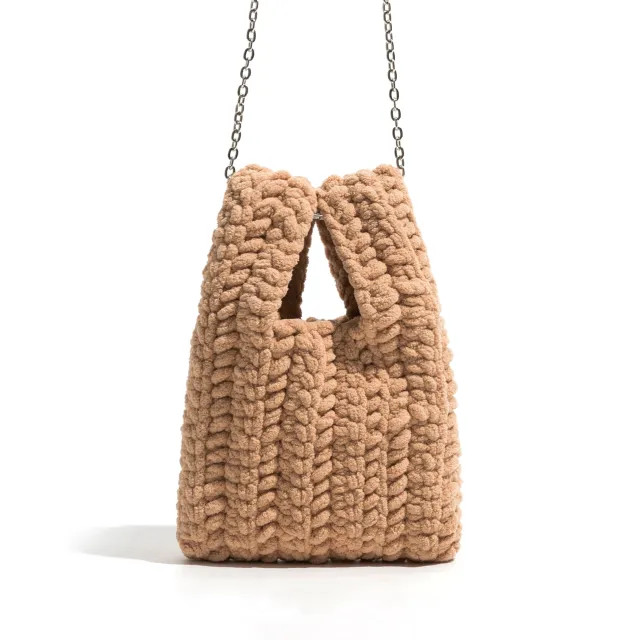 Diy Hand Woven Chain Messenger Bag Khaki - Shop at LoveMi