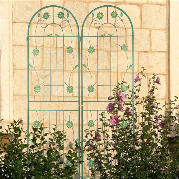 Metal Garden Trellis For Climbing Plants, Outdoor Flower Stand - Green - Image 2 of 6