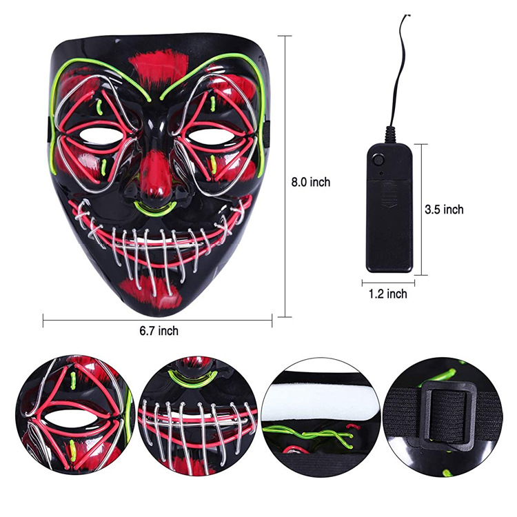 EL Cold Light Ghost Festival Halloween Horror Scary Tricky Mask — foto 3