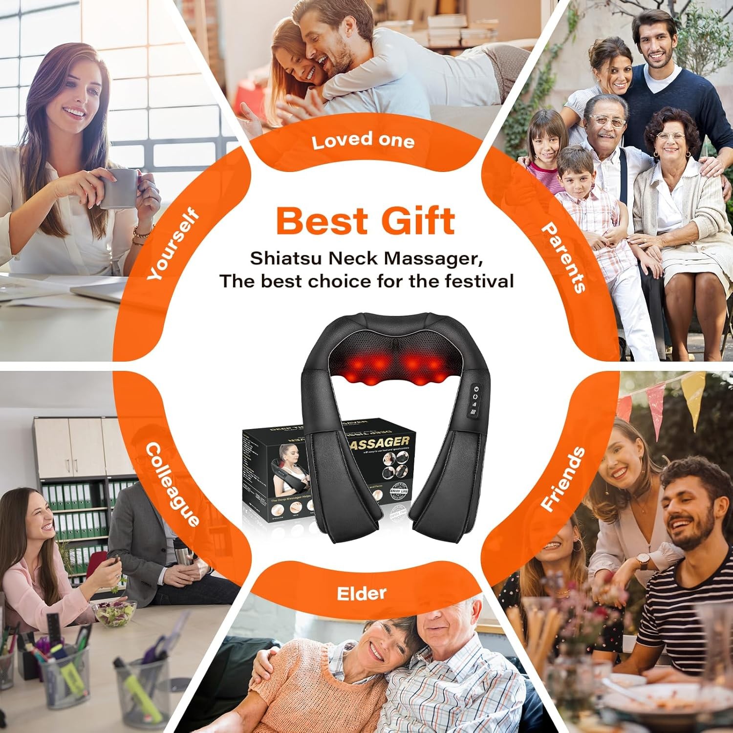Electric Shiatsu Neck Back Shoulder Massager With Heat & Kneading, Deep Tissue — image 12