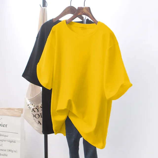 Design Sense Niche Clothes Chic White Loose Short sleeved T shirt For Women Pure Fluorescent Yellow - Shop at LoveMi