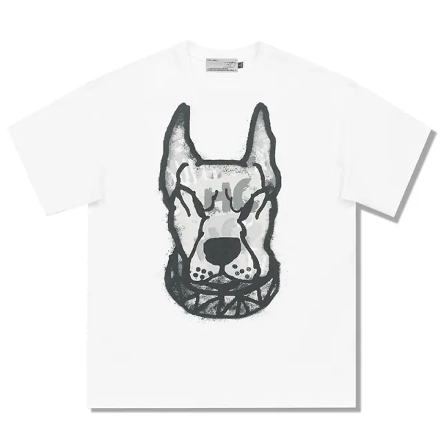 Graffiti Street Dog Head Typeface Pattern Jacket White - Shop at LoveMi