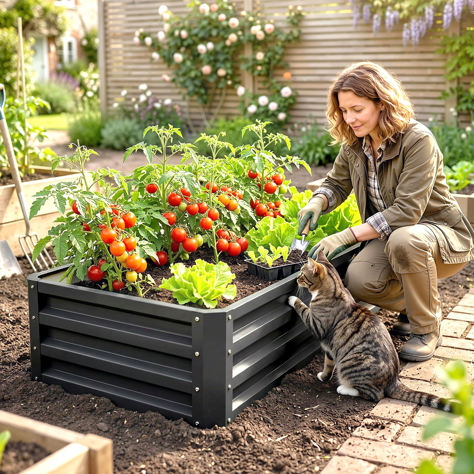 Garden Elevated Flower Beds, Galvanized Outdoor Planting Boxes, Suitable — image 9