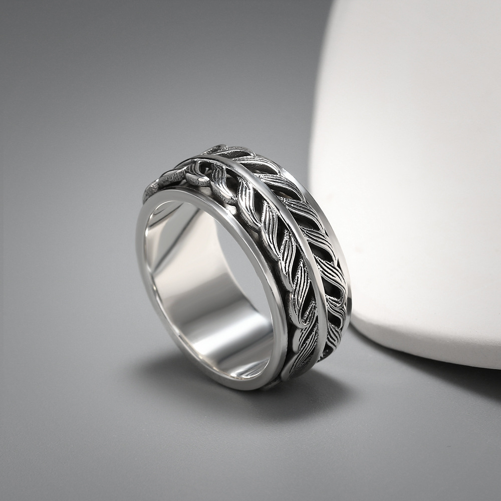 Silver Vintage Thai Silver Fish Tail Turn Transfer Ring