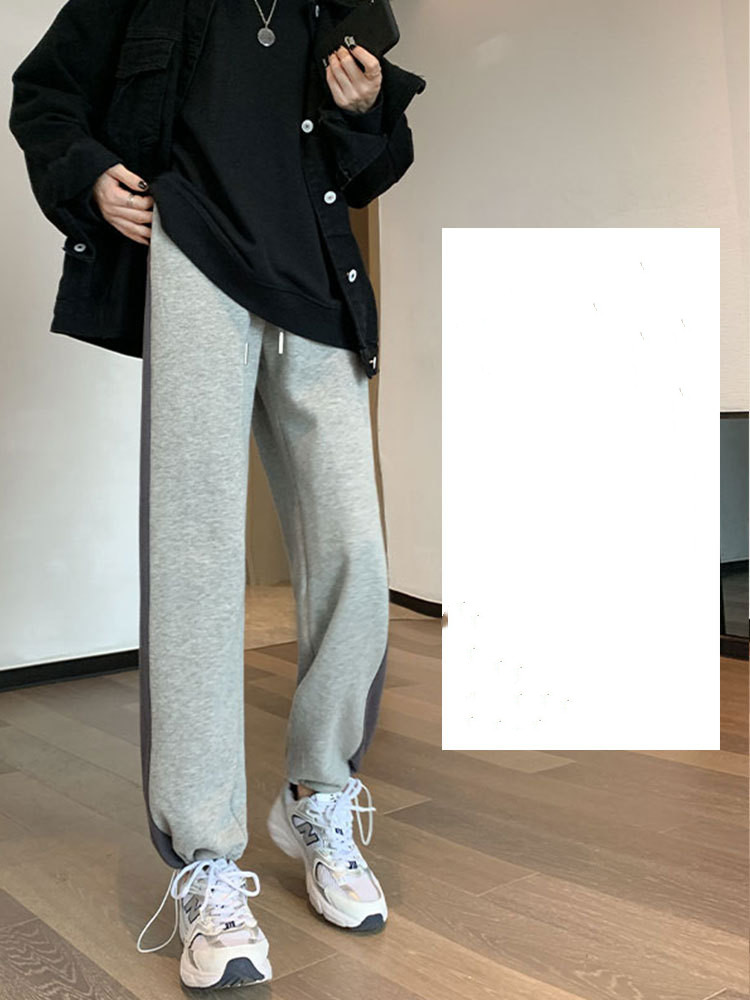 Fall Skinny Harem Pants Wearing Gray Track Pants